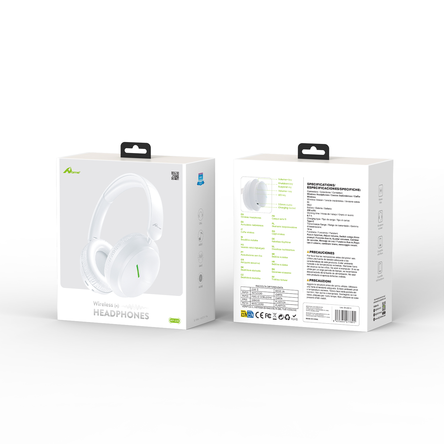 Cascos Bluetooth Inalámbricos V5.0 con Radio FM, Tarjeta TF y Entrada AUX HP-150 - Imagen 2