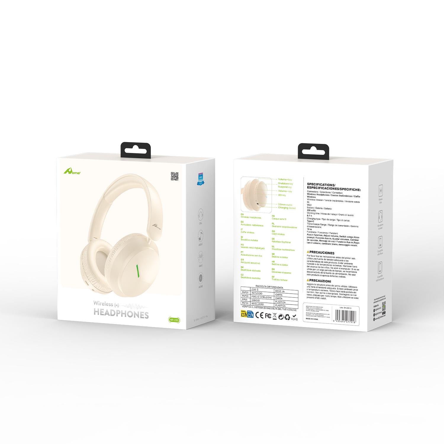 Cascos Bluetooth Inalámbricos V5.0 con Radio FM, Tarjeta TF y Entrada AUX HP-150 - Imagen 7