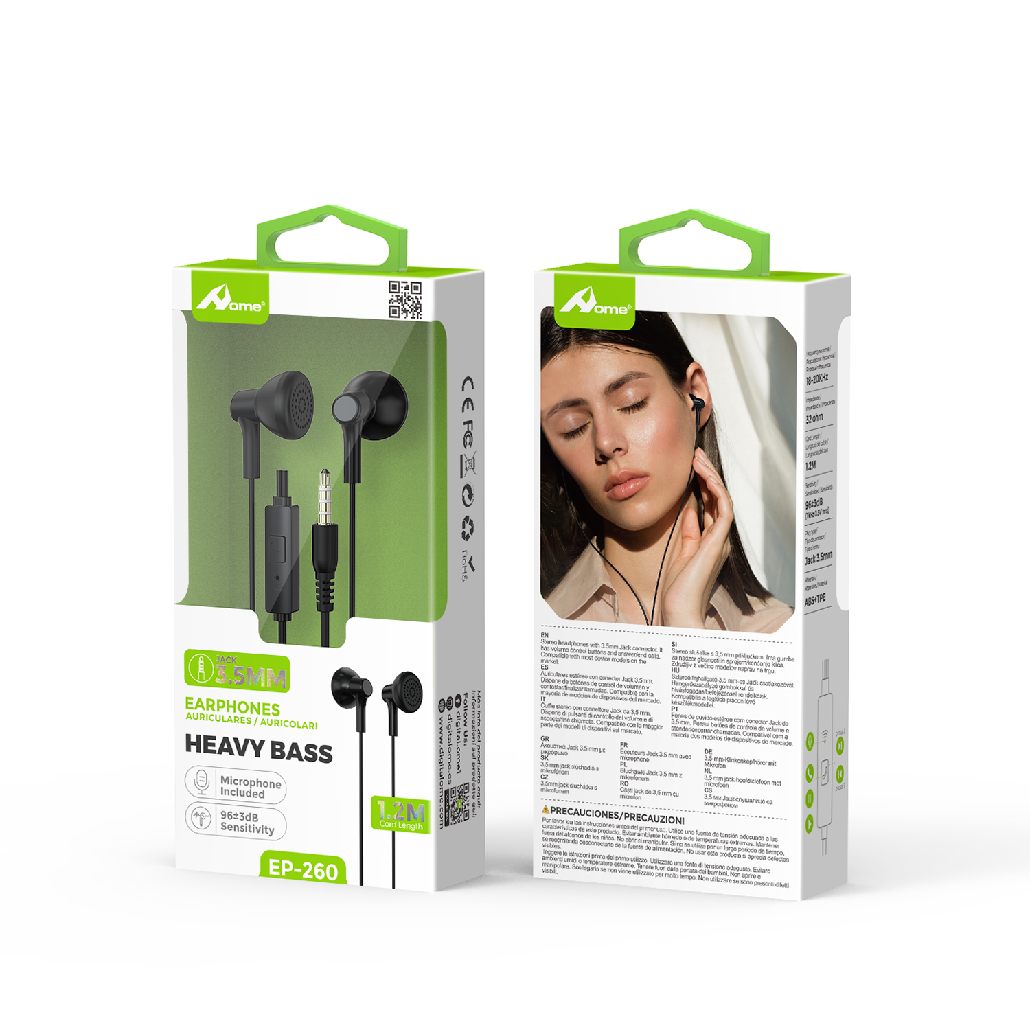 Auriculares con Cable Jack 3.5 mm y Micrófono EP-260