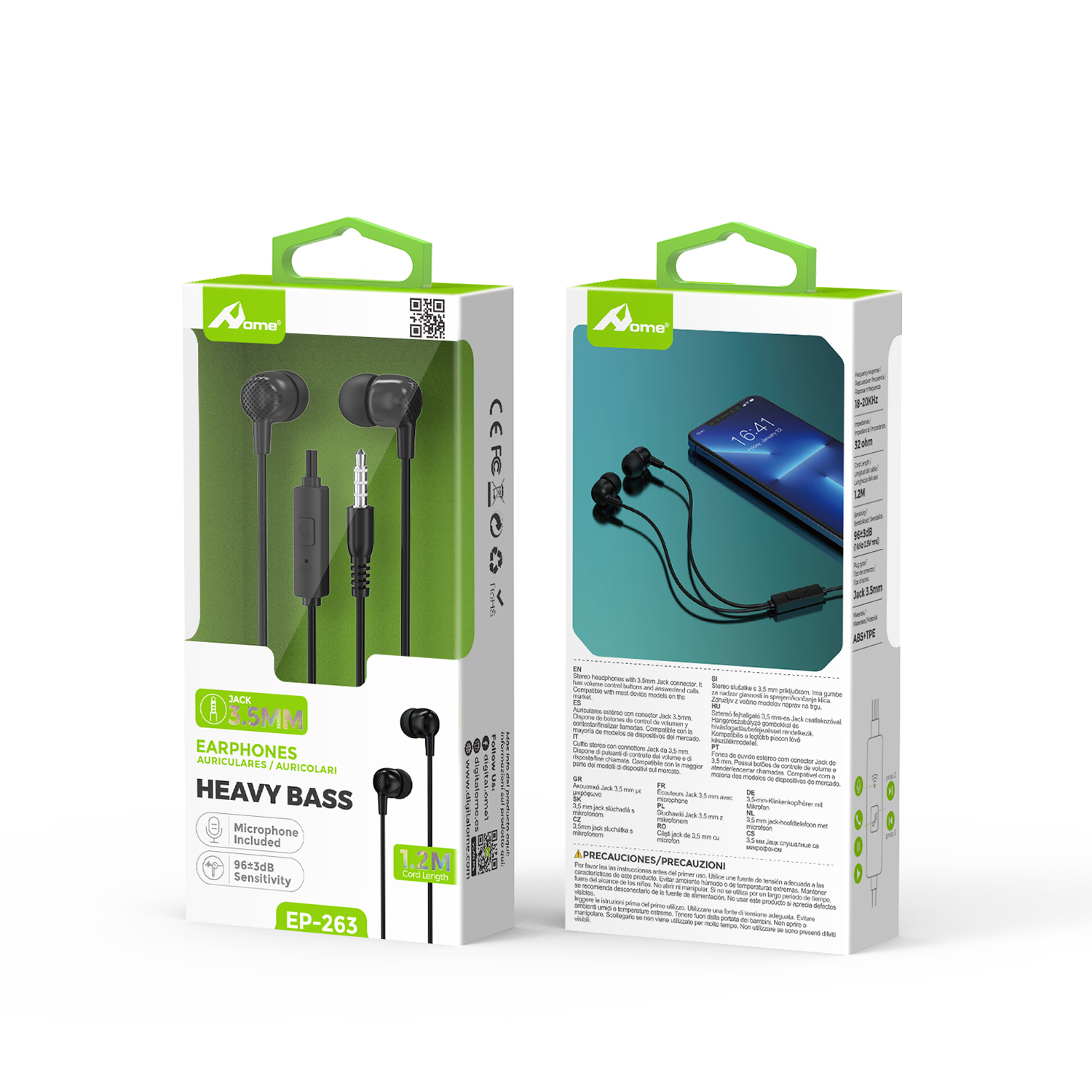 Auriculares con Cable Jack 3.5 mm y Micrófono EP-263