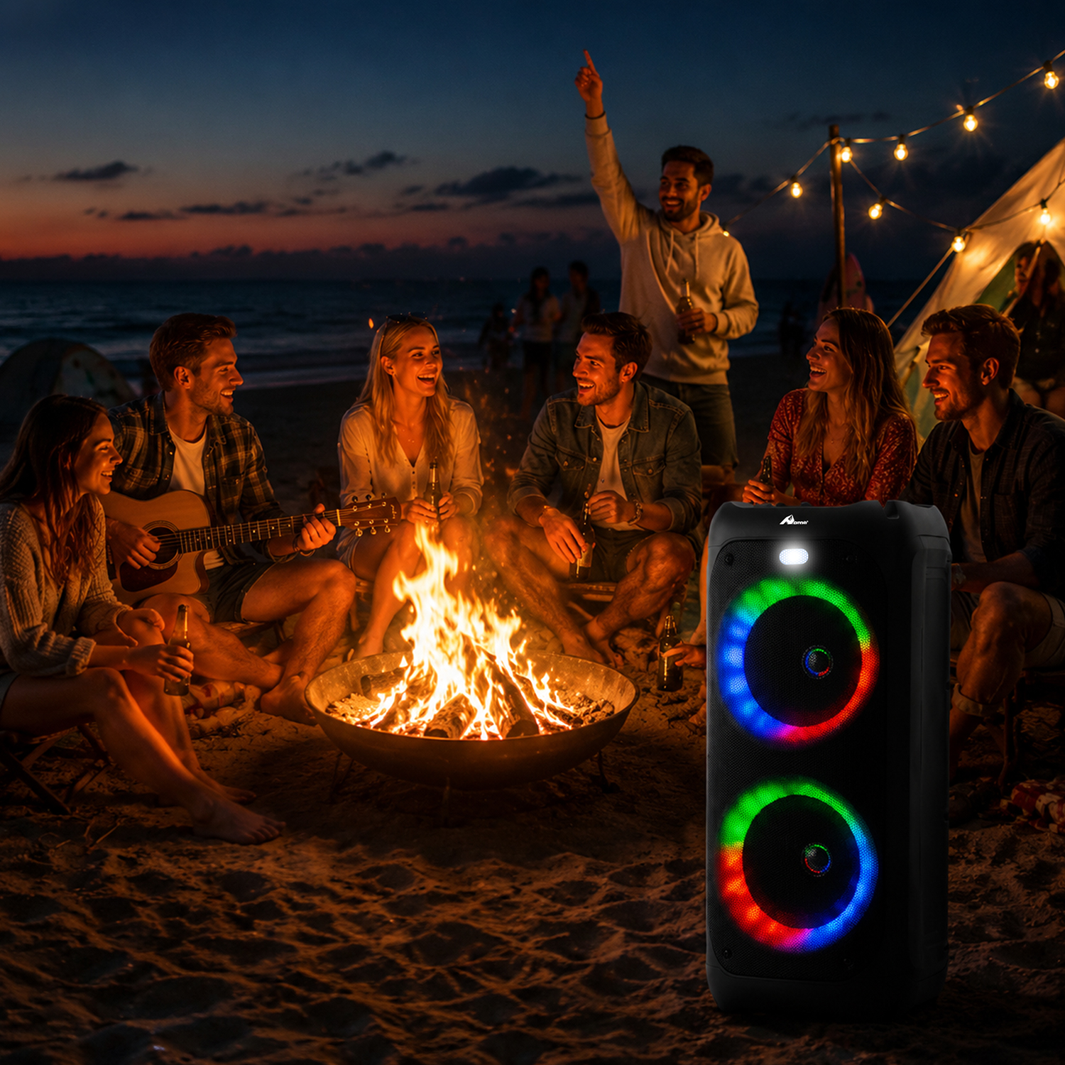 Altavoz Bluetooth Doble Woofer con Luces RGB y Micrófono SPA-167 Negro