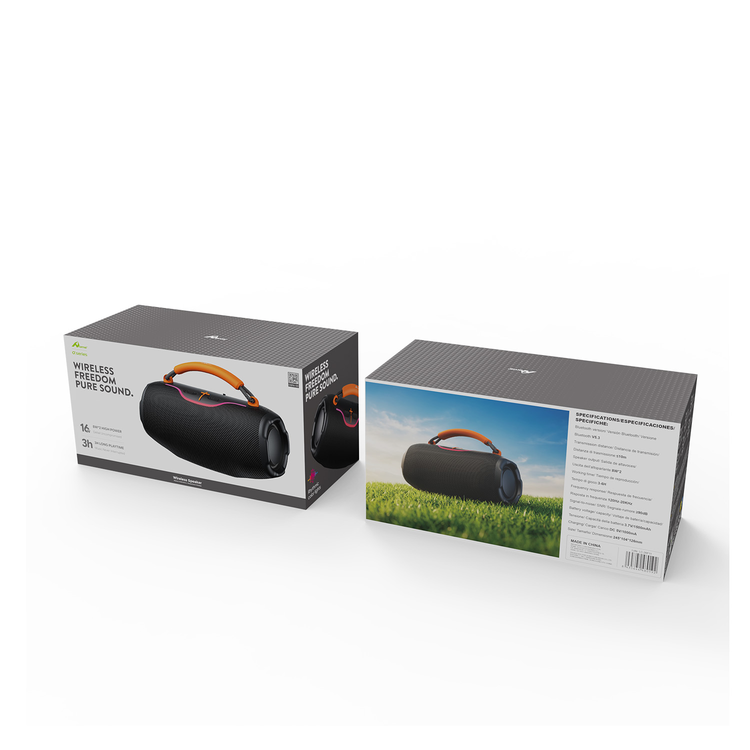 Altavoz Bluetooth Portátil 16W con Luces RGB y Asa OSPA-03 Negro