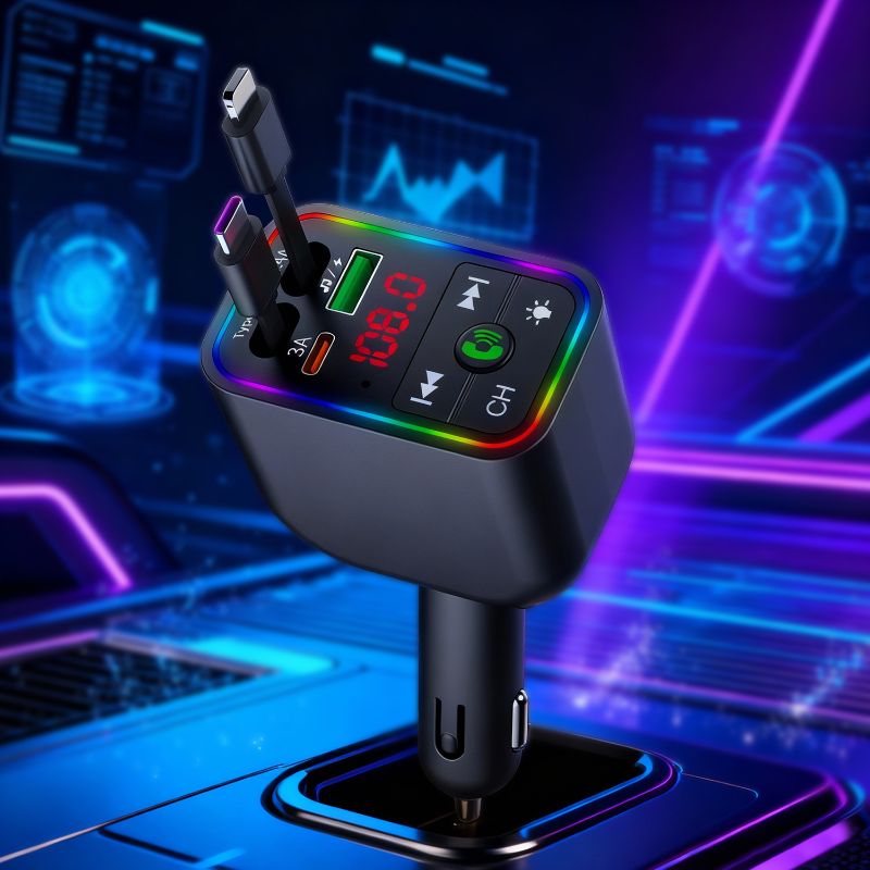 Transmisor FM Bluetooth + Cargador de coche 4 en 1 66W – L3