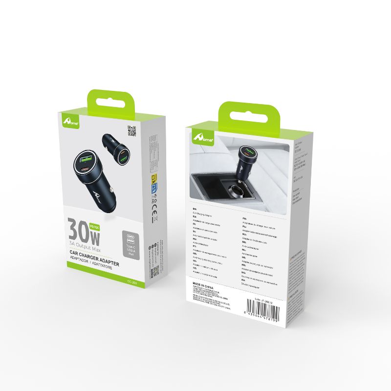 Cargador de coche 30W USB-C + USB-A – CC-209