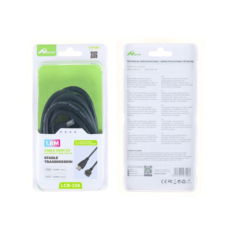 Cable HDMI acodado 90º 1,8 m – LCB-226